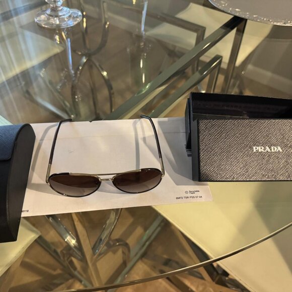 Prada PR 66XS 2AU6S1 Havana Metal Round Sunglasses Brown Gradient Lens - Picture 4 of 10